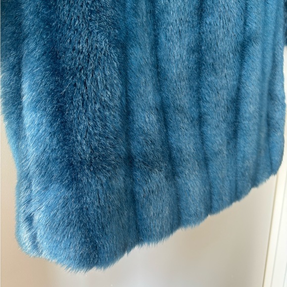 Blue Faux Fur Coat in size small - Picture 2 of 5